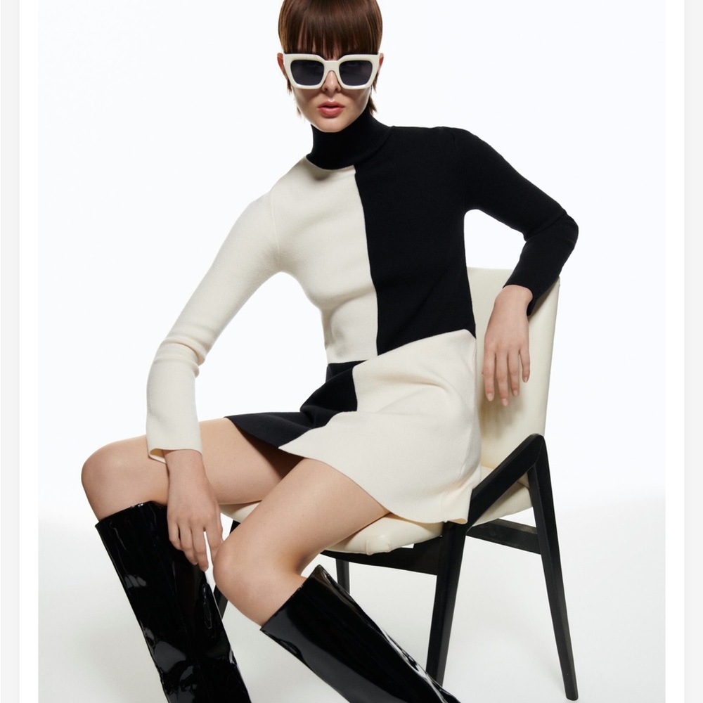 Chic Black and White Women's Dress - Picture 2 of 10